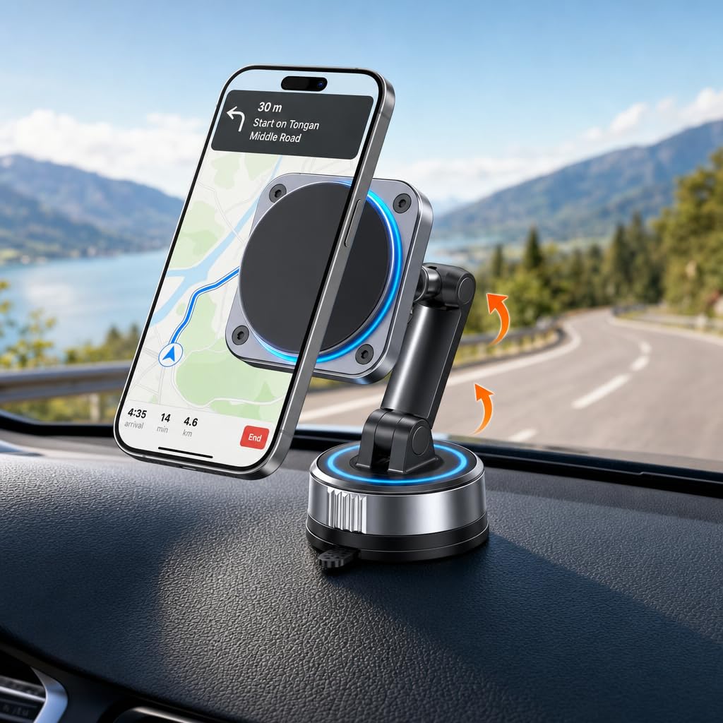 IBAADII MagSafe Car Phone Mount (360° Dual Pivot)