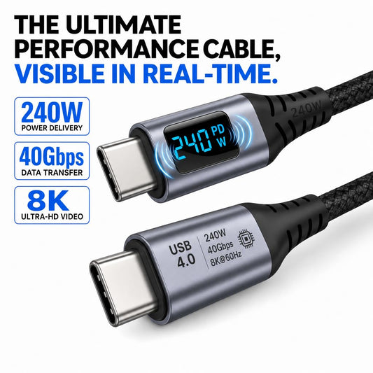 IBAADII 240W USB4 Cable with LED Display (1.5m)