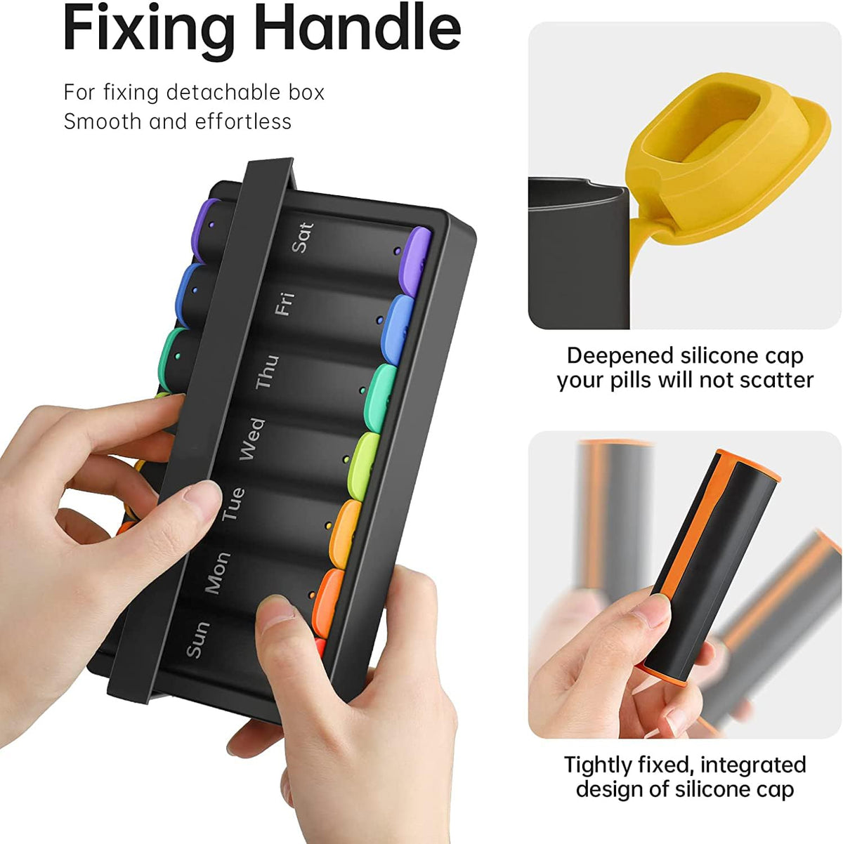 Weekly Pill Box 7 Day Organiser, Travel Medicine Storage Box and Daily Tablet Dispenser for Vitamins