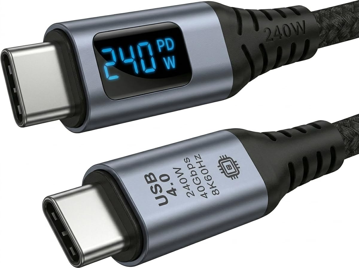 IBAADII 240W USB4 Cable with LED Display (1.5m)