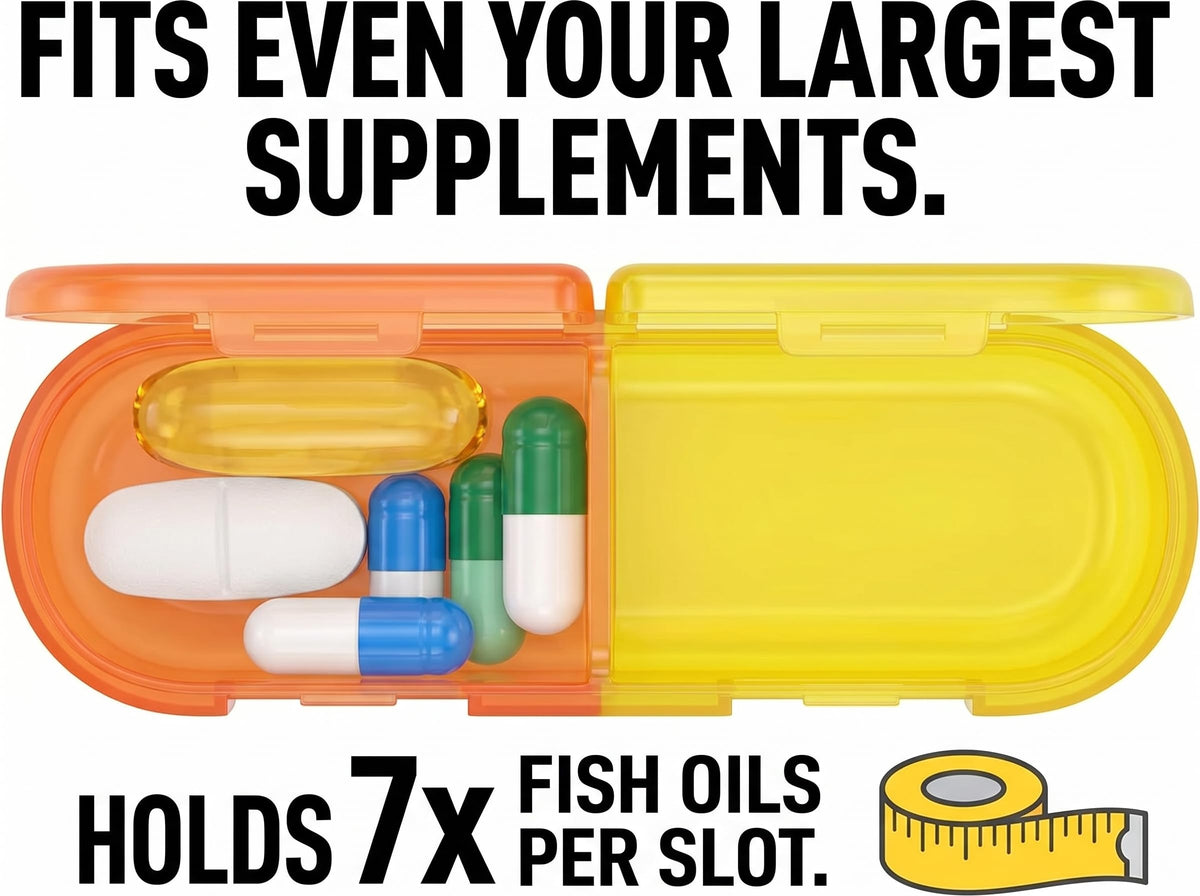 Weekly Pill Box 7 Day Organiser, Travel Medicine Storage Box and Daily Tablet Dispenser for Vitamins