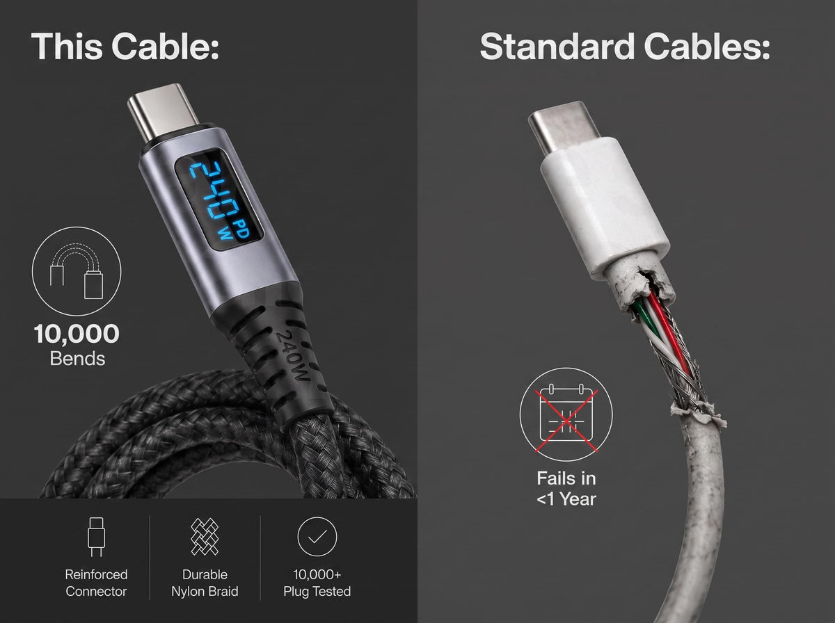IBAADII 240W USB4 Cable with LED Display (1.5m)
