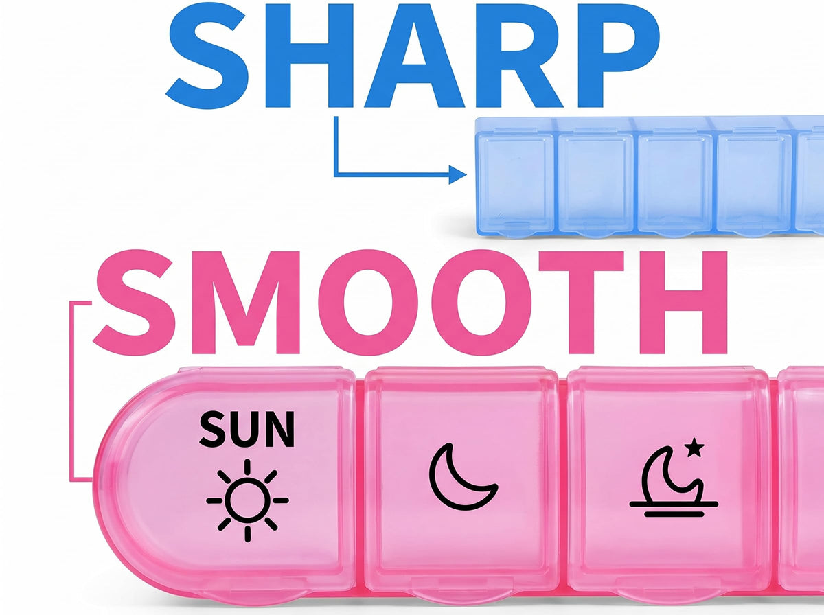 Weekly Pill Box 7 Day Organiser, Travel Medicine Storage Box and Daily Tablet Dispenser for Vitamins