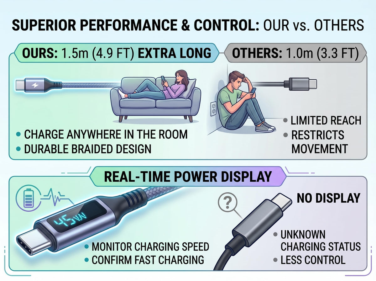 IBAADII 240W USB4 Cable with LED Display (1.5m)