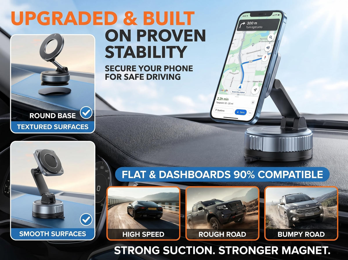 IBAADII MagSafe Car Phone Mount (360° Dual Pivot)