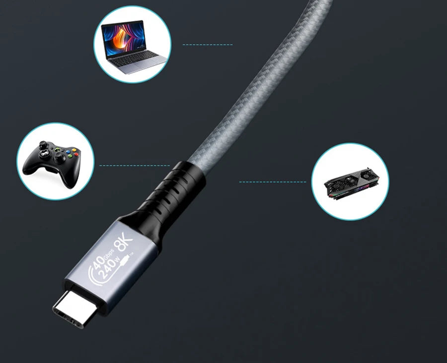 High-Speed USB4 240W Type-C Charging & Data Cable (40Gbps, 8K Display)