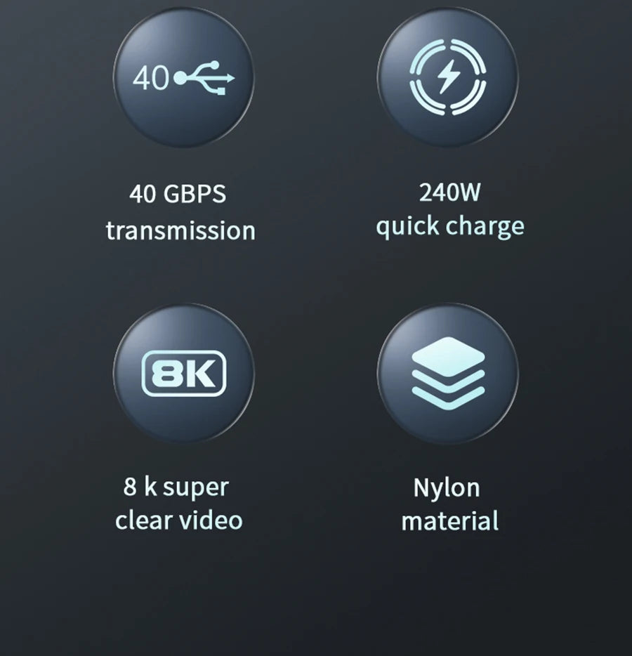 High-Speed USB4 240W Type-C Charging & Data Cable (40Gbps, 8K Display)