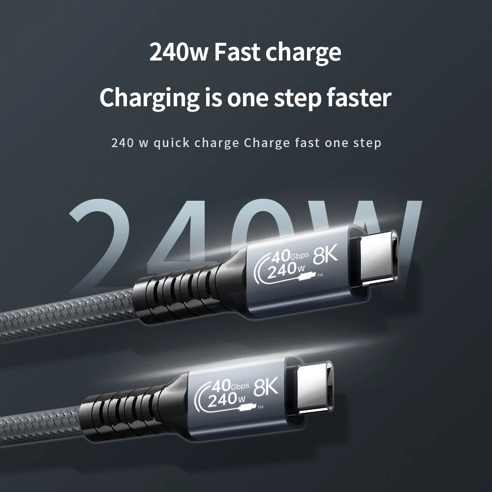 High-Speed USB4 240W Type-C Charging & Data Cable (40Gbps, 8K Display)