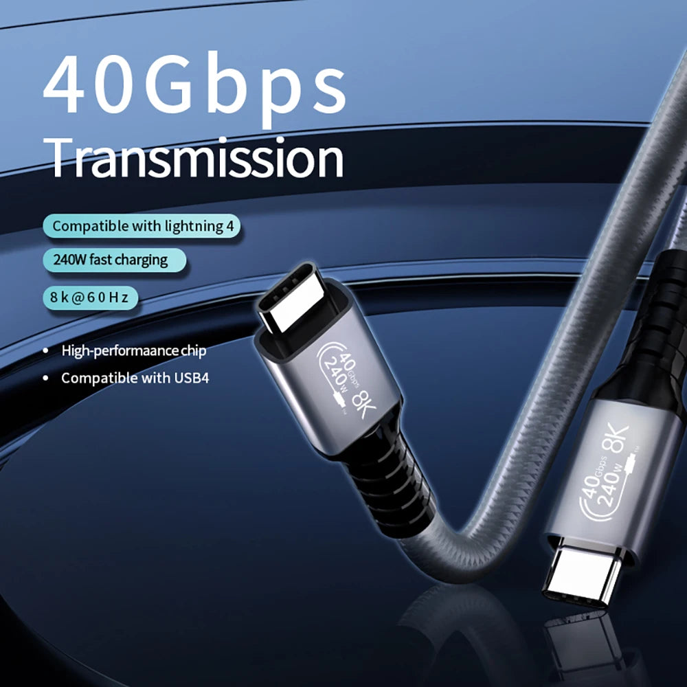 High-Speed USB4 240W Type-C Charging & Data Cable (40Gbps, 8K Display)