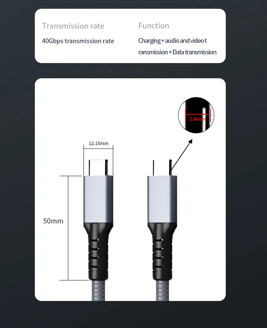 High-Speed USB4 240W Type-C Charging & Data Cable (40Gbps, 8K Display)
